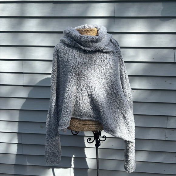 Free People Sweater‎ Knit Pullover Oversized Cowl Neck Gray Cozy - Picture 2 of 8